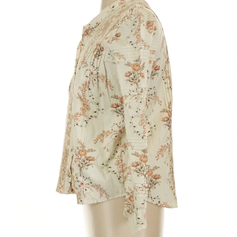 LoveShackFancy Cream Shoulder Puff Floral Blouse - Picture 4 of 6